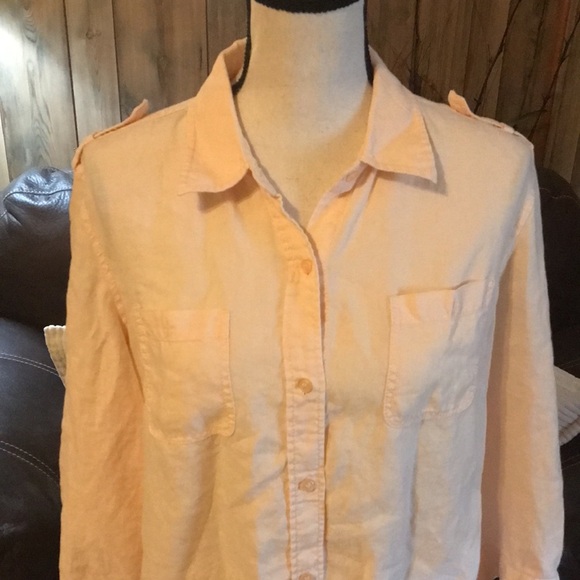 Liz Claiborne Peach Button Down Shirt - Picture 2 of 9